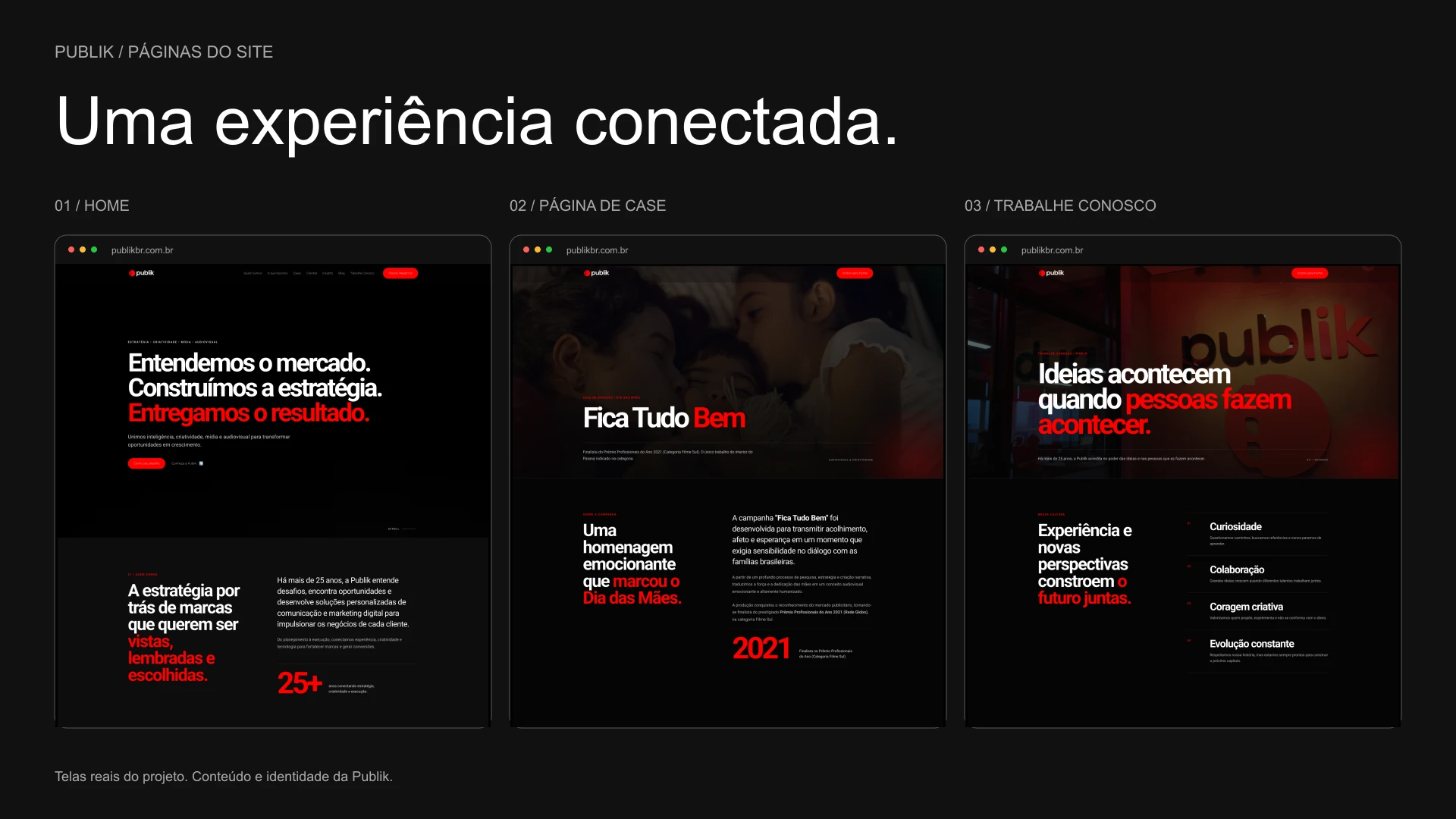 Publik — Site · Layout e desenvolvimento, aplicação 2